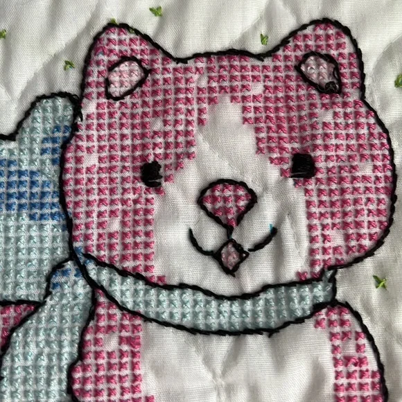 Handmade Quilted Baby Bib Cross-stitch Cat Kitten Cross Stitch - Picture 2 of 13